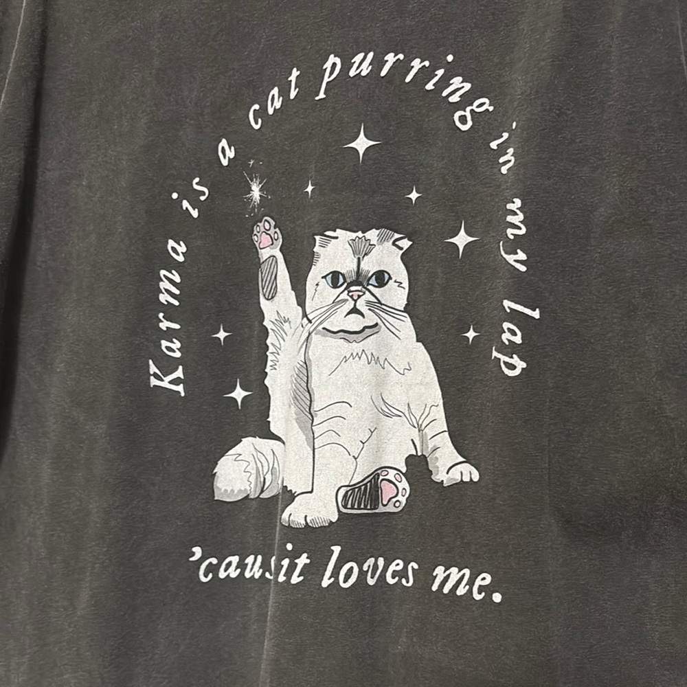 Gray Cat Graphic T-Shirt